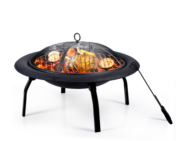 30" Portable Outdoor Fire Pit BBQ Grill Large-1864184483088044033