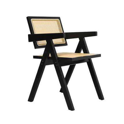 Levede 2x Black Wicker Armchair Dining Chair-2006732729919606785