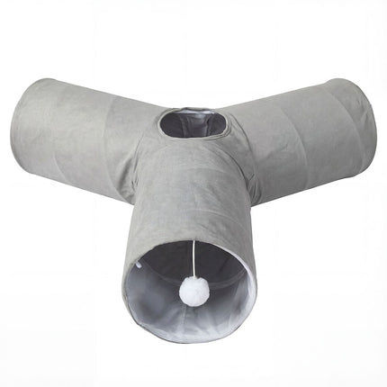 Pawz 3 Way Cat Tunnel Toy Interactive Foldable Tube Indoor Pet 2 Haning Balls-2029334096727117825