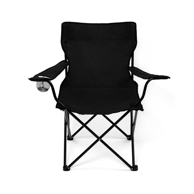 Levede 2Pcs Camping Chairs Folding Arm Black-1975420433268346881