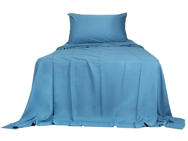 Dreamz 3pcs Sinigle Size 100% Bamboo Bed Sheet Set in Blue Colour Single-1942353309474099201