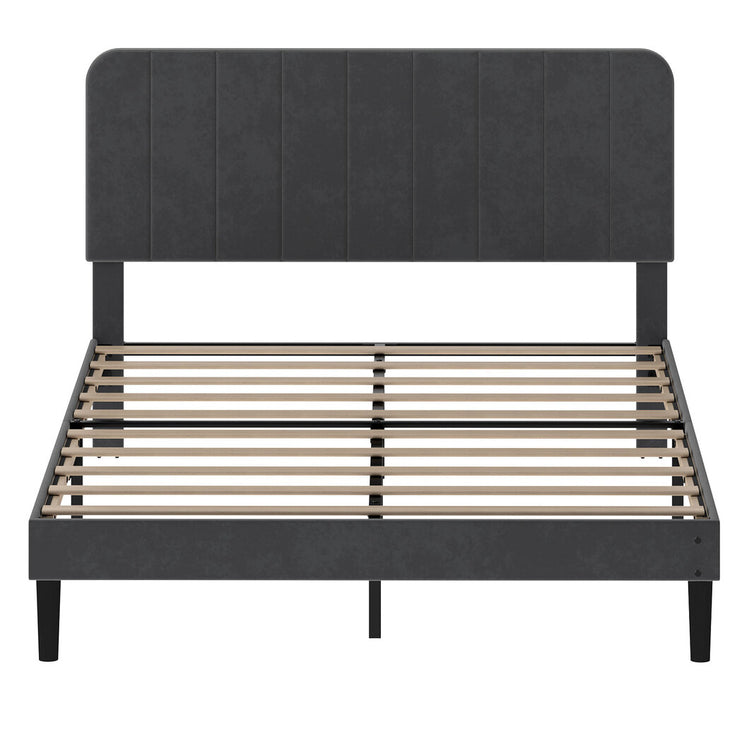 Levede Double Bed Frame Upholstered Adjustable Headboard Bed Platform Dark Grey-2050056771191574529