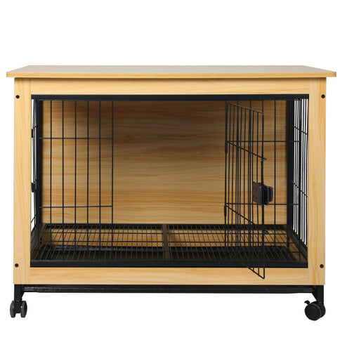 PaWz Wooden Wire Dog Kennel Side End M Medium-1864184541204320257