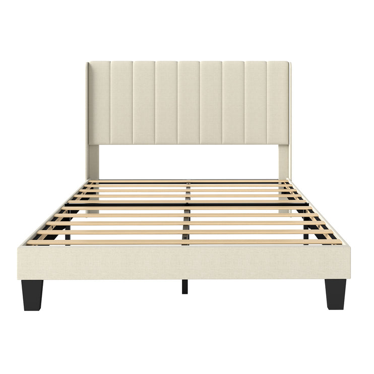 Levede Metal Wooden Bed Frame Queen Panel Plush Upholstered Mattress Platform-2065254298677284865