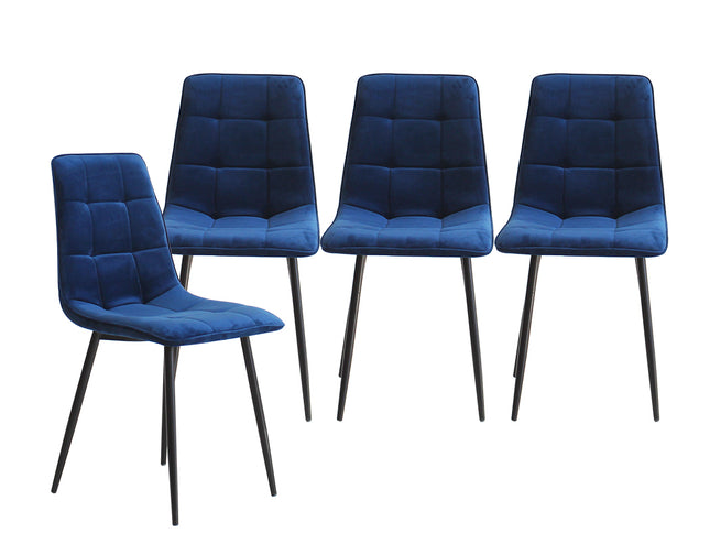 Levede 4x Dining Chairs Kitchen Velvet Blue-1942353398628225025