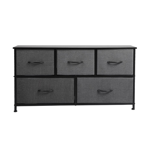 Levede Chest of 5 Drawers Storage Cabinet Dark Grey-1910113285462691841