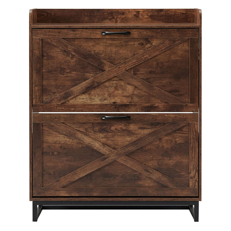 Levede Shoe Cabinet 2 Flip Drawers Storage Organiser Removable Shelf Hallway-2050059010660503553