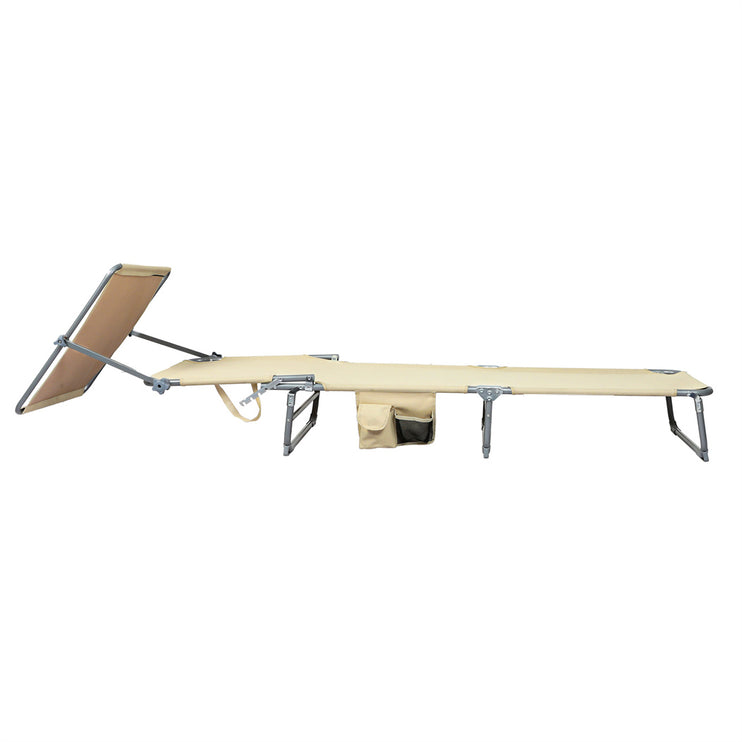 Levede Foldable Lounge Chairs with Canopy Khaki-1973193483736977409