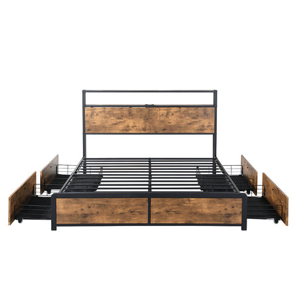 Levede Queen Bed Frame RGB LED 4 Drawers USB-1975420521562640385