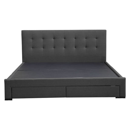 Levede King Bed Frame Fabric 4 Storage Dark Grey-1942353311533502465