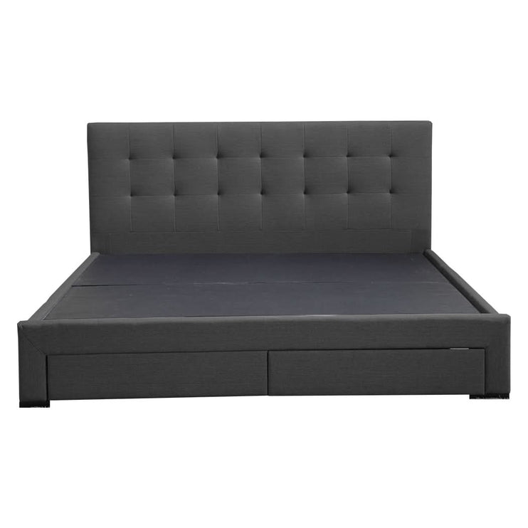 Levede King Bed Frame Fabric 4 Storage Dark Grey-1942353311533502465