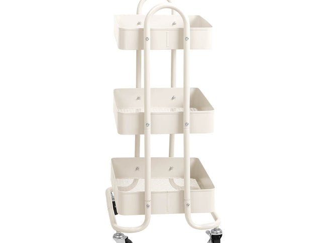 Levede 3 Tiers Kitchen Trolley Cart White-1973193877229801473
