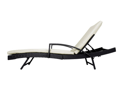 Levede Outdoor Sun Lounger Furniture Beige-1864184448963186689
