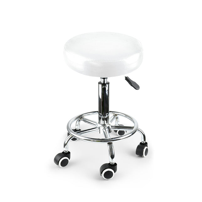 2x Levede Swivel Salon Barstool Hairdressing White-1973193727035969537