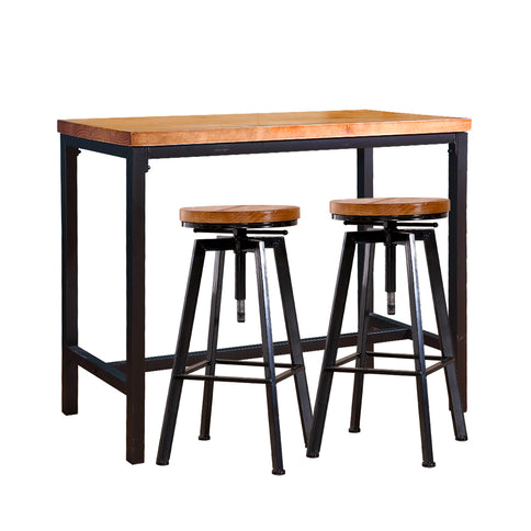 Levede 3pcs Bar Table Barstools Industrial-1910113235605000193