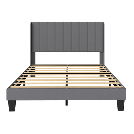 Levede Metal Wooden Bed Frame Queen Panel Plush Upholstered Soft Headboard Grey-2065254298949914625
