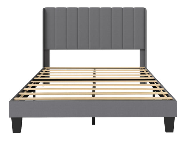 Levede Metal Wooden Bed Frame Queen Panel Plush Upholstered Soft Headboard Grey-2065254298949914625