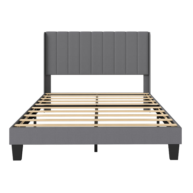 Levede Metal Wooden Bed Frame Queen Panel Plush Upholstered Soft Headboard Grey-2065254298949914625