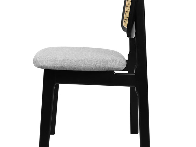 Levede Dining Chair Wood Rattan Armless Black x4-2006732736164925441