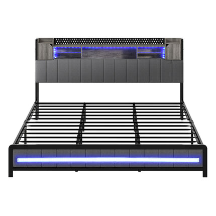 Levede King Bed Frame with Storage Headboard RGB LED-2011971105136447489