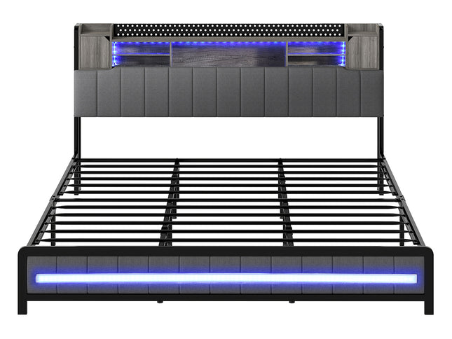 Levede King Bed Frame with Storage Headboard RGB LED-2011971105136447489