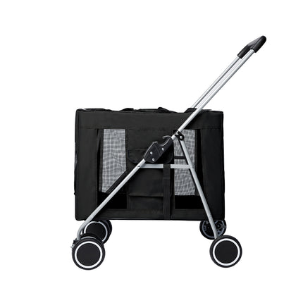 PaWz Pet Stroller Dog Cat Cage Carrier Black-1973193624489431041