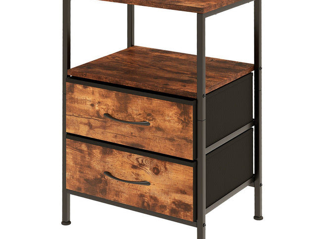Levede LED Bedside Table with 2 Drawers Power Outlets-2006733391147438081