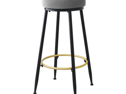Levede 2x Bar Stools Barstools Velvet Grey-1864183232229150721