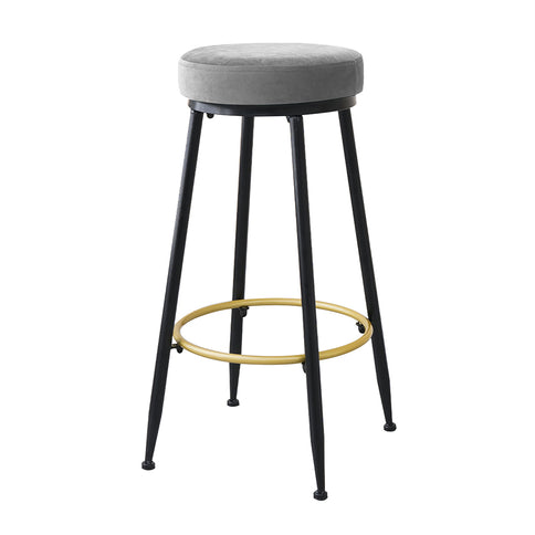 Levede 2x Bar Stools Barstools Velvet Grey-1864183232229150721