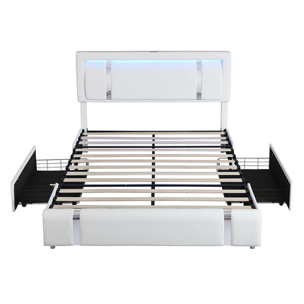 Levede Double Bed Frame With Adjustable Headboard White-1954802444223516673