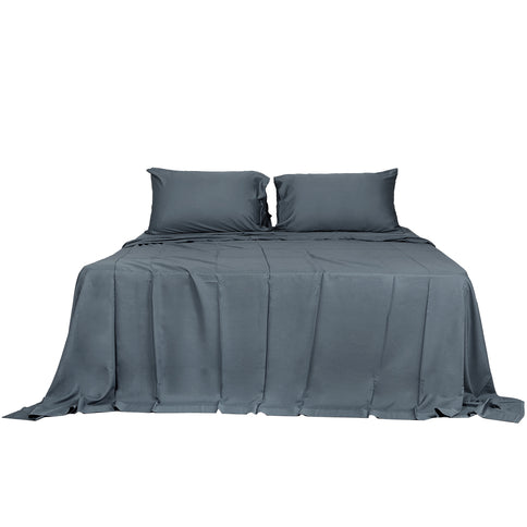 Dreamz 4pcs Double Size 100% Bamboo Bed Sheet Set in Charcoal Colour-1910113200632893441