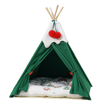 Pawz Pet Tent Dog Cat Tent Bed Washable Indoor Green-2029387296813486081