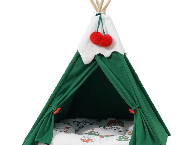 Pawz Pet Tent Dog Cat Tent Bed Washable Indoor Green-2029387296813486081