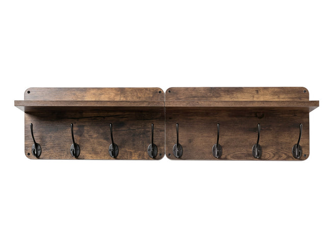 Levede Wall Mounted Coat Rack 2 Pcs Entryway Organizer Storage Rack Shelf Hooks-2061251860060311553