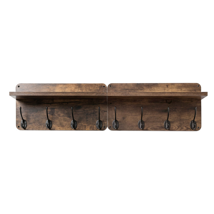 Levede Wall Mounted Coat Rack 2 Pcs Entryway Organizer Storage Rack Shelf Hooks-2061251860060311553