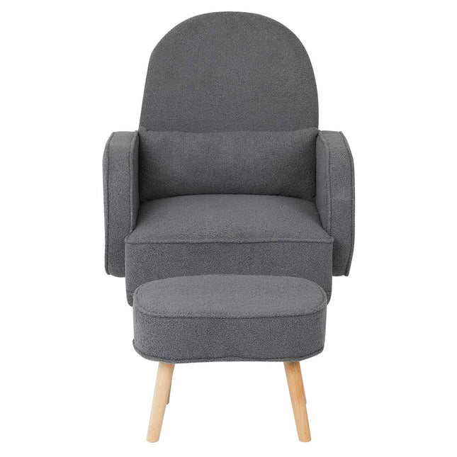 Levede Fleece Rocking Chair with footstool-1975420319955030017