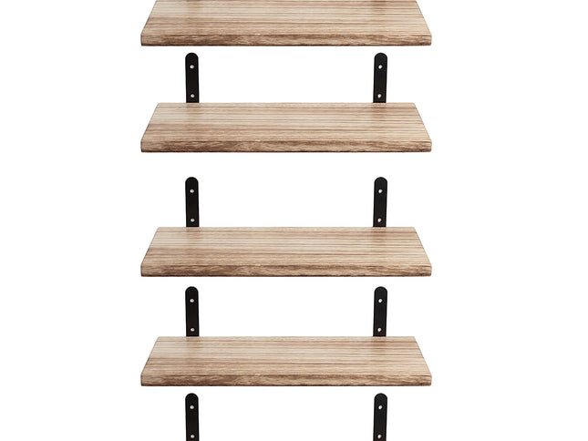 Levede Floating Wall Shelves 5Pcs Wood Wall Mounted Rustic Display Rack Bedroom-2050059023742537729