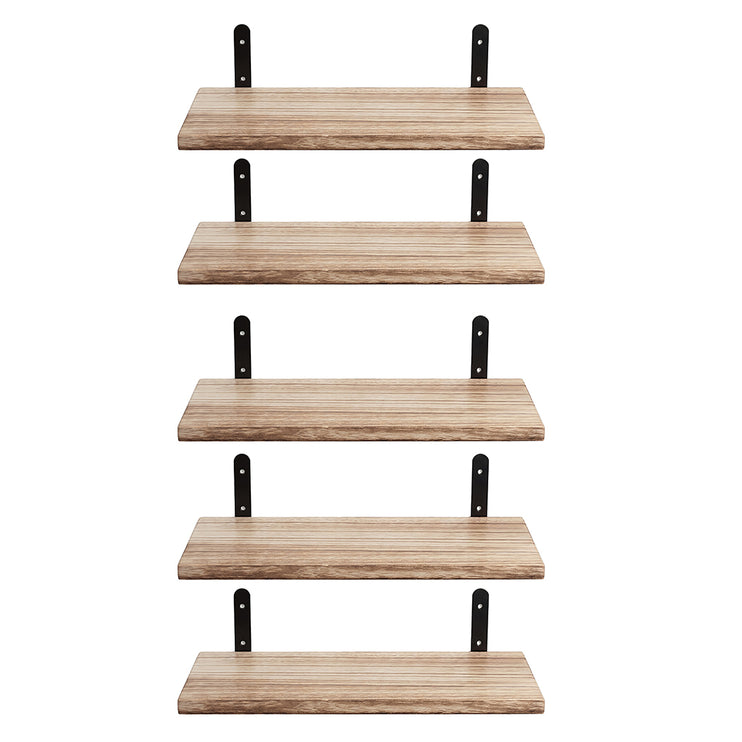 Levede Floating Wall Shelves 5Pcs Wood Wall Mounted Rustic Display Rack Bedroom-2050059023742537729