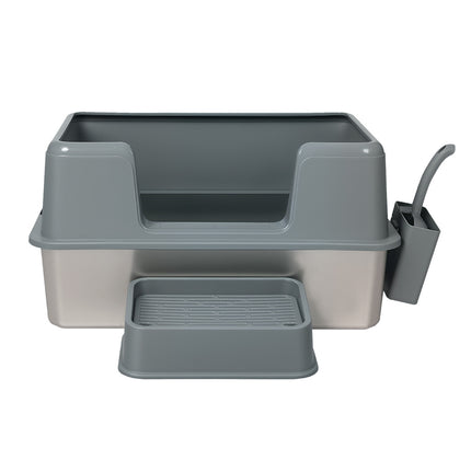Pawz Stainless Steel Cat Litter Box Large Semi-Enclosed Easy Cleaning Pet Toilet-2029334099025596417