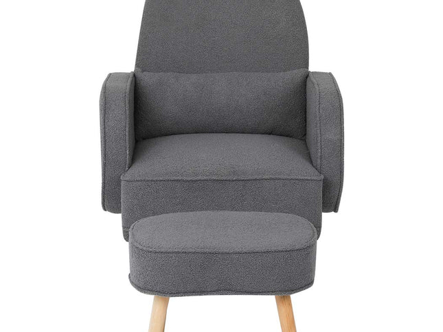 Levede Fleece Rocking Chair with footstool-1910112232834994177