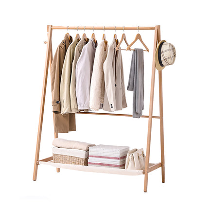 Levede Clothes Rack Wooden Wardrobe Natural-1973193811387617281