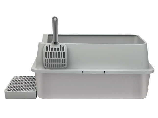 Pawz Stainless Steel Large Semi-Enclosed Cat Litter Box-2029387298738671617