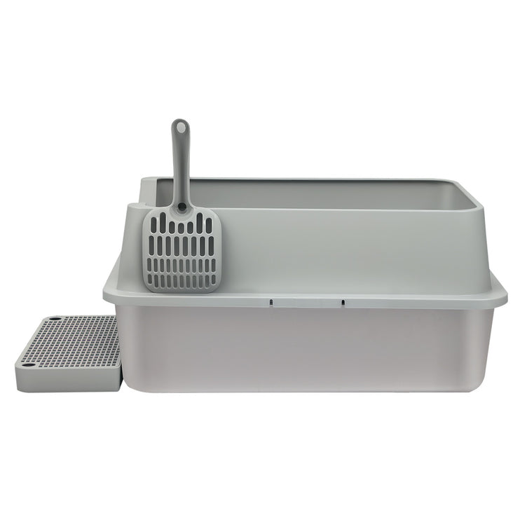 Pawz Stainless Steel Large Semi-Enclosed Cat Litter Box-2029387298738671617