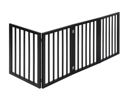 PaWz 4 Panels Wooden Pet Gate Dog Fence Black 600x 3MM-1864184510002892801