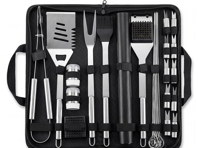 Moyasu 29Pcs BBQ Tool Set Stainless Steel Grill Cook Barbecue Grill Utensils Kit-2061251856876834817