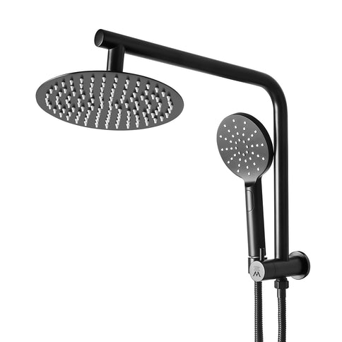 High Pressure Shower Head Set Rain Round Black-1910113243712589825