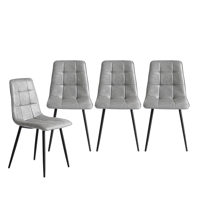 Levede 4x Dining Chairs Kitchen Chair Grey Faux Leather-1954802984823164929