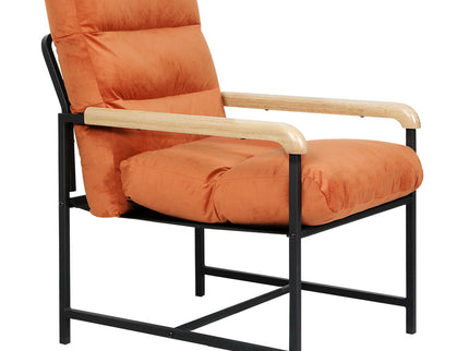 Levede Metal Framed Lounge Chair Velvet in Orange-1910149775139934209