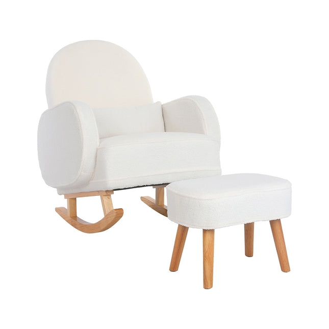 Levede Fleece Rocking Chair with footstool-1975420386942259201