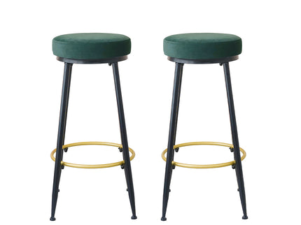 Levede 2x Bar Stools Barstools Velvet Green-1864183232082350081